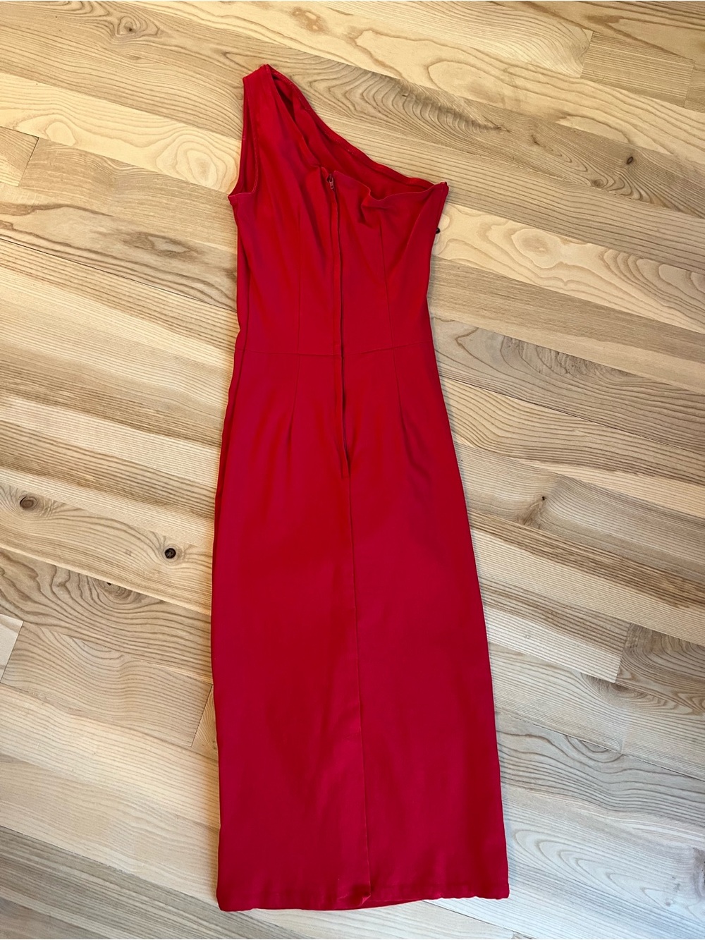 Stop Staring Crimson One-Shoulder Sheath Dress - Picture 5 of 6